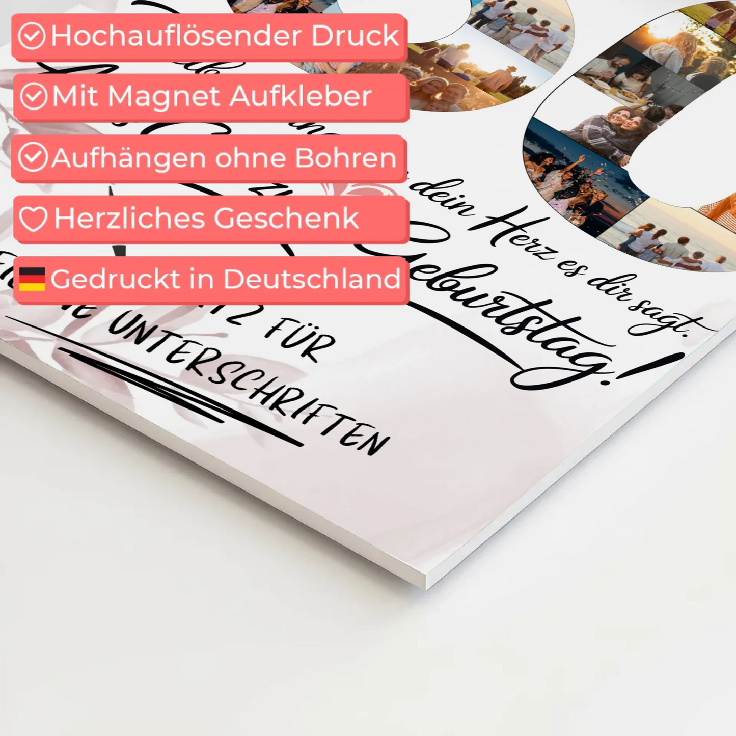 Magnetisches Fotoboard Poster mit Wunschtext Onkel 50 Geburtstag