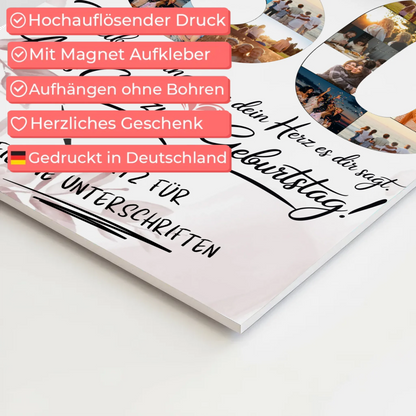 Magnetisches Fotoboard Poster mit Wunschtext Onkel 50 Geburtstag