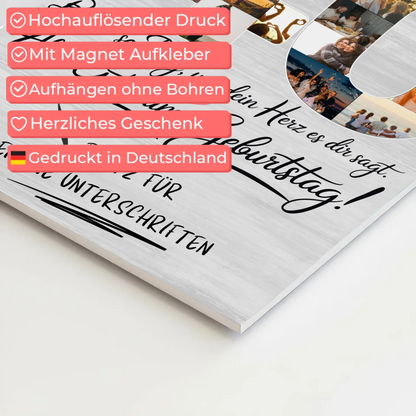 Magnet Wandbild mit Unterschriften Onkel 40 Geburtstag Fotos