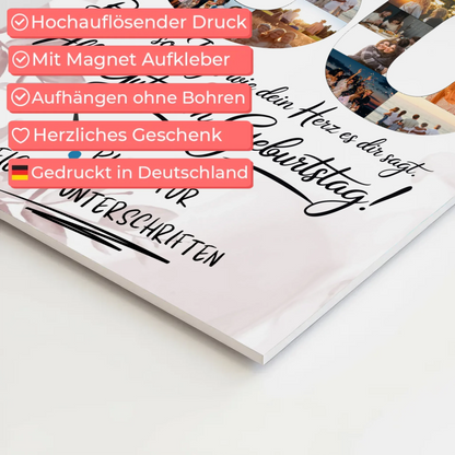 Magnetisches Fotoboard Poster mit Wunschtext Onkel 50 Geburtstag