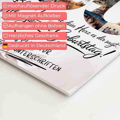 Magnetisches Fotoboard Poster mit Wunschtext Onkel 50 Geburtstag