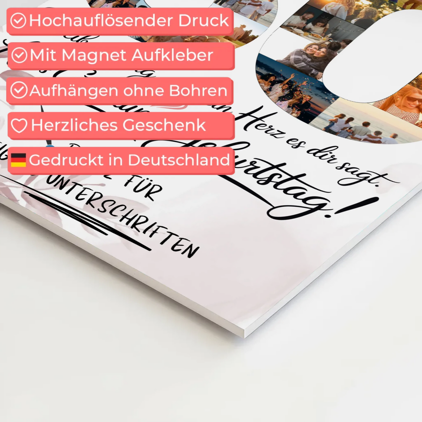 Magnetisches Fotoboard Poster mit Wunschtext Onkel 50 Geburtstag