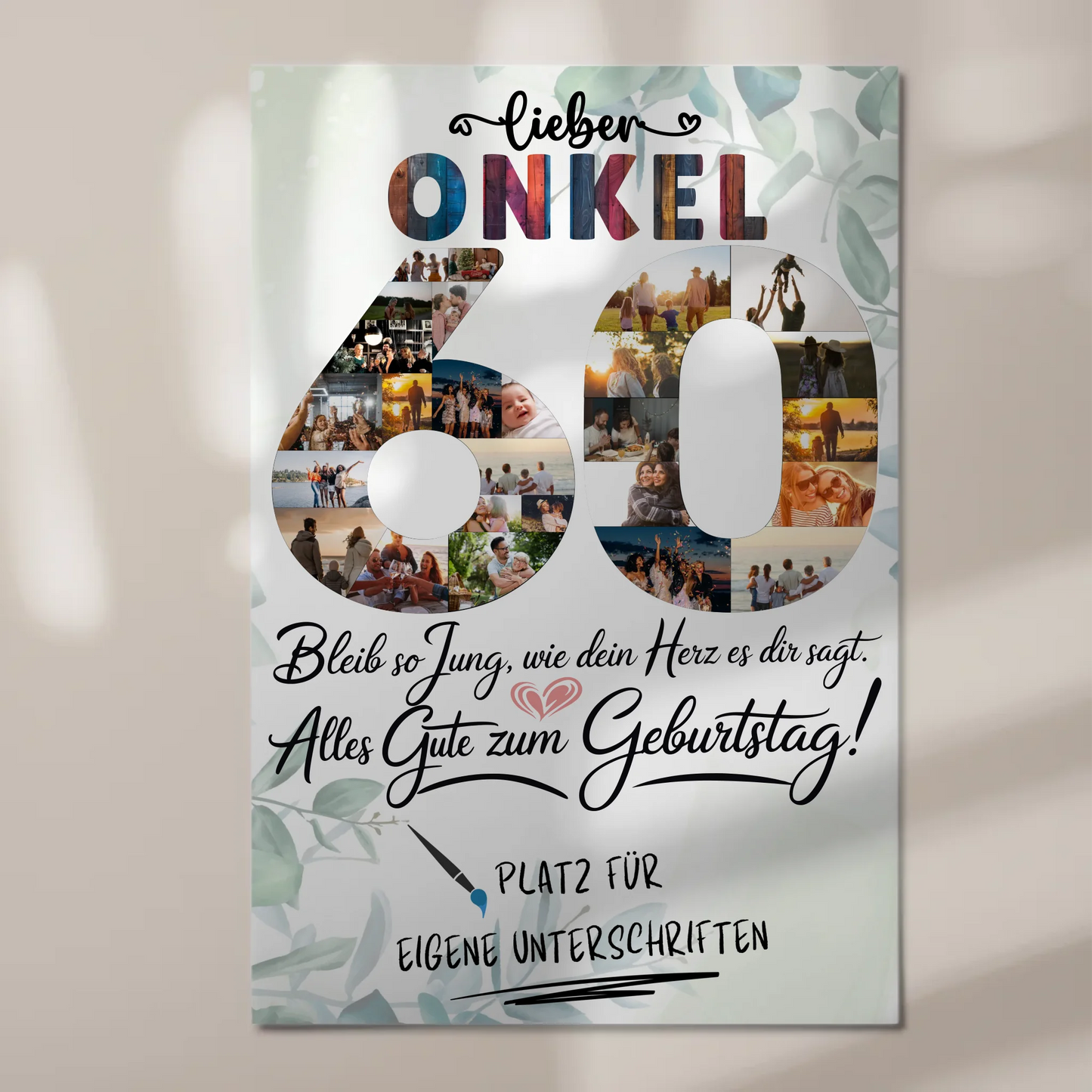 Fotoboard Magnet Poster mit Unterschriften Onkel 60 Geburtstag Fotos
