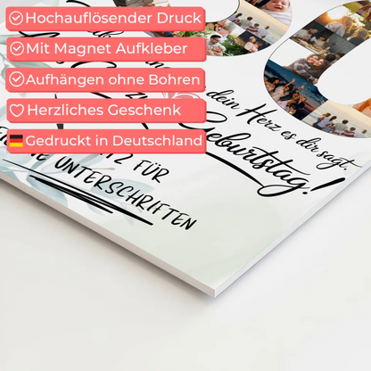 Fotoboard Magnet Poster mit Unterschriften Onkel 60 Geburtstag Fotos