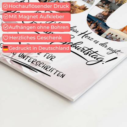 Magnetisches Fotoboard Poster mit Wunschtext Onkel 50 Geburtstag