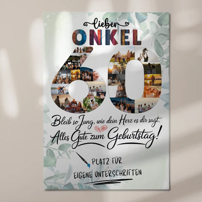 Fotoboard Magnet Poster mit Unterschriften Onkel 60 Geburtstag Fotos