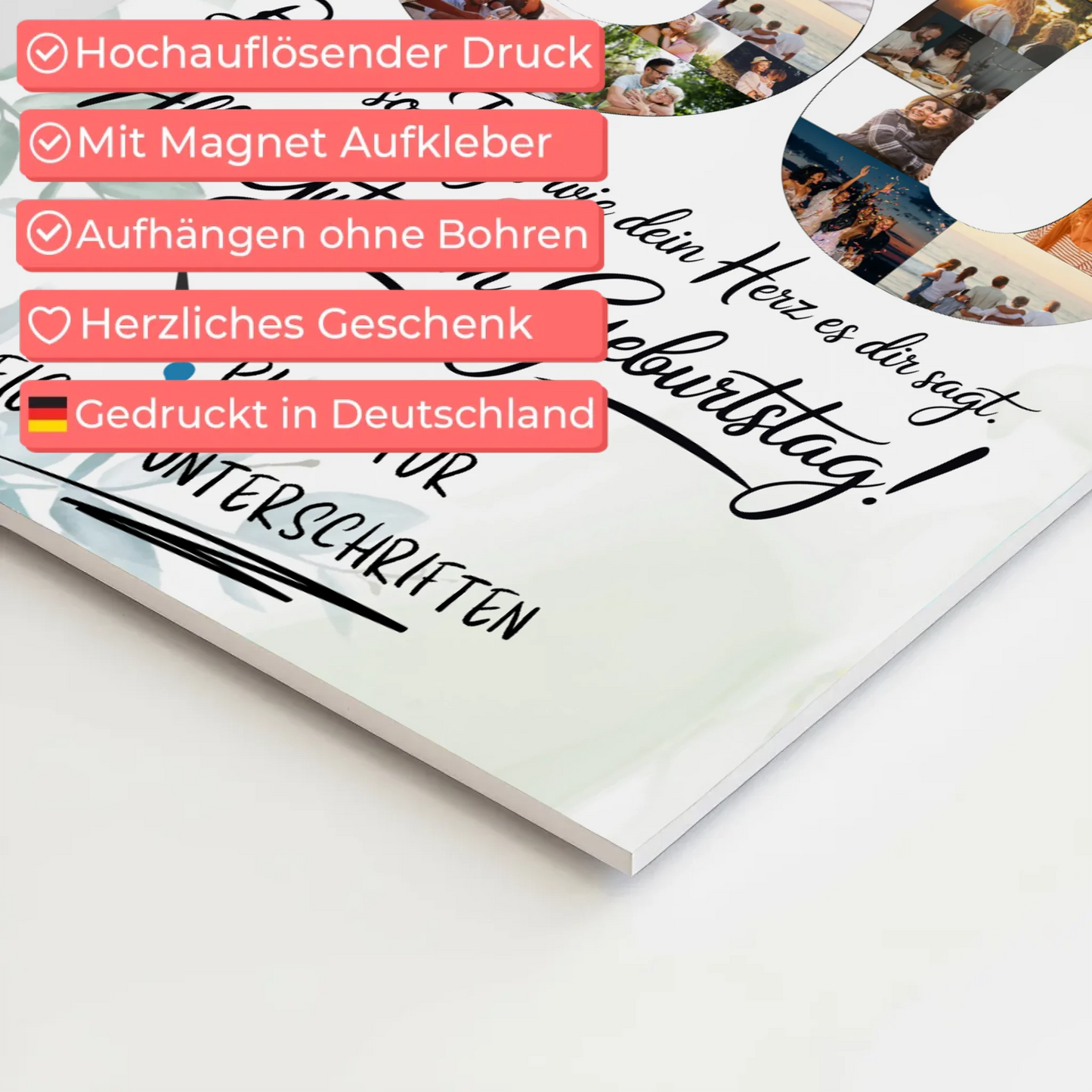 Fotoboard Magnet Poster mit Unterschriften Onkel 60 Geburtstag Fotos