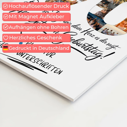 Fotoboard Poster magnetisch mit Wunschtext Onkel 70 Geburtstag