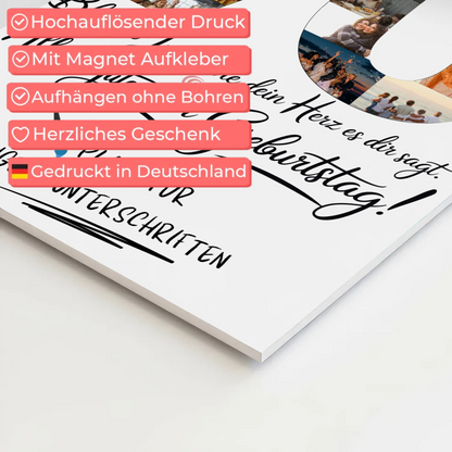 Fotoboard Poster magnetisch mit Wunschtext Onkel 70 Geburtstag