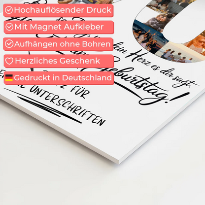 Fotoboard Poster magnetisch mit Wunschtext Onkel 70 Geburtstag