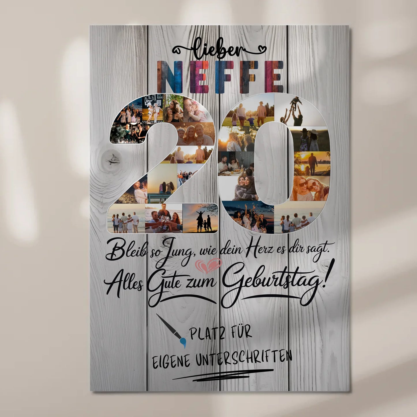 Magnet Poster mit Wunschtext Neffe 20 Geburtstag Fotos