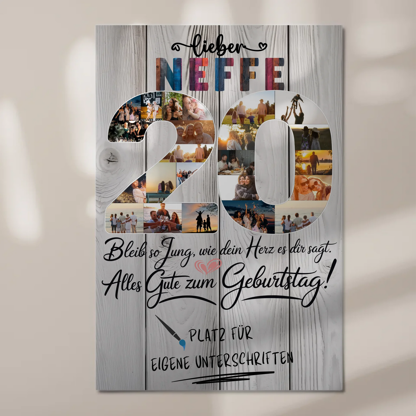 Magnet Poster mit Wunschtext Neffe 20 Geburtstag Fotos