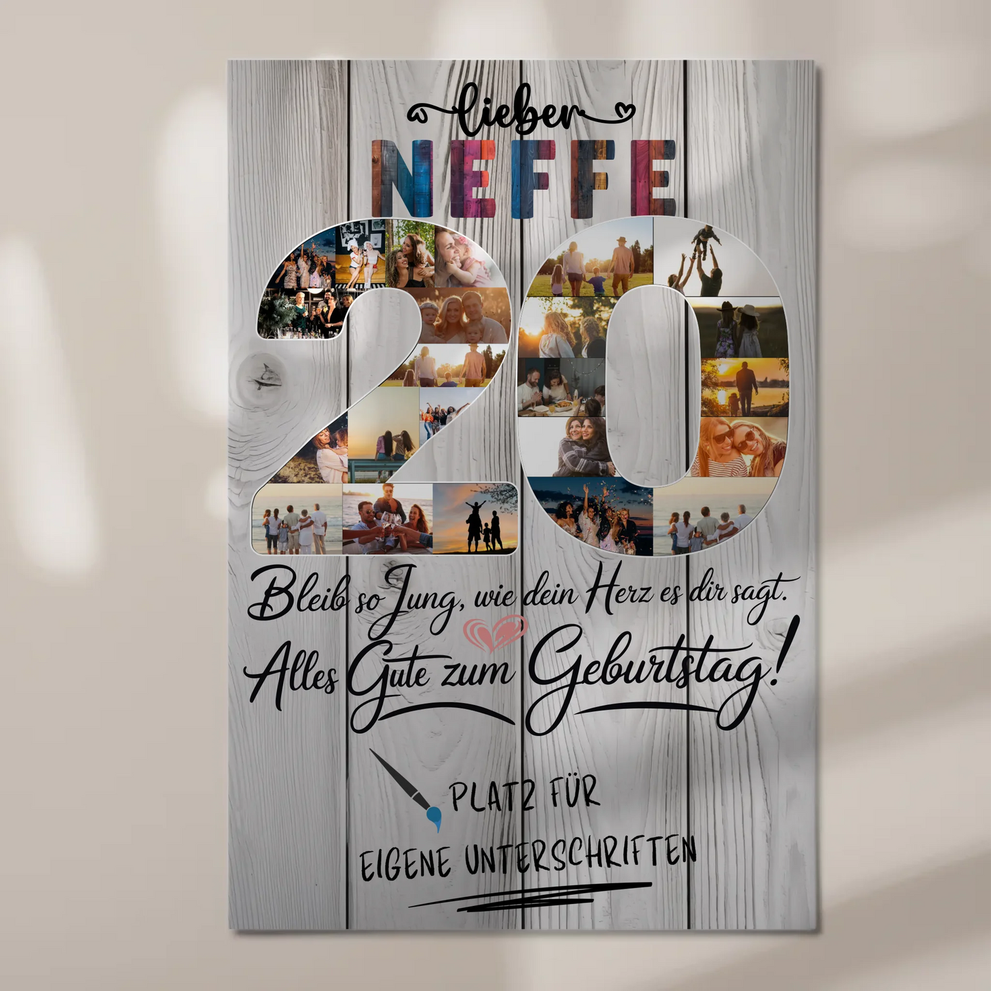 Magnet Poster mit Wunschtext Neffe 20 Geburtstag Fotos