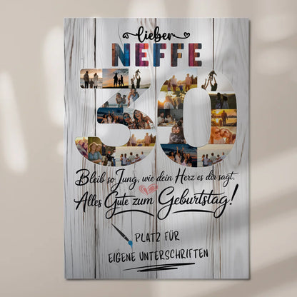Magnet Wandbild mit Unterschriften Neffe 30 Geburtstag Fotos