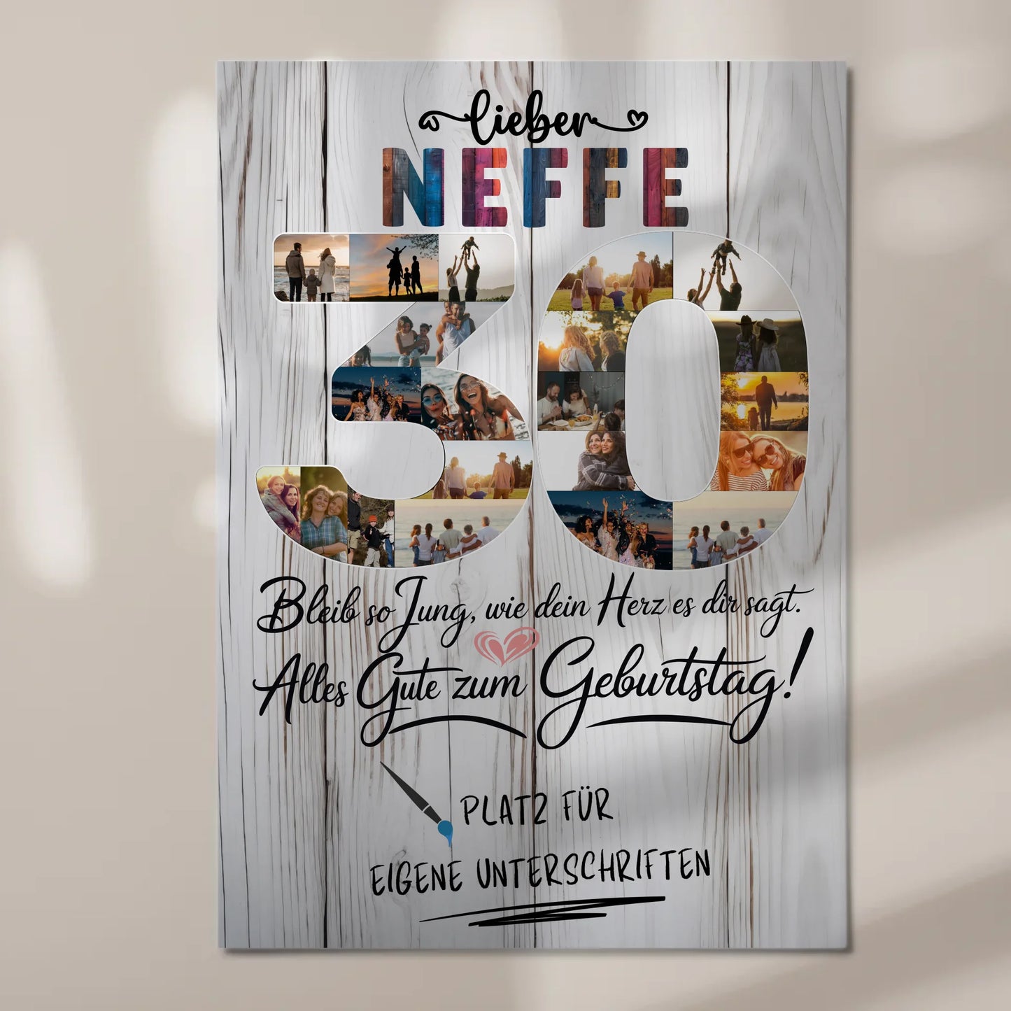 Magnet Wandbild mit Unterschriften Neffe 30 Geburtstag Fotos