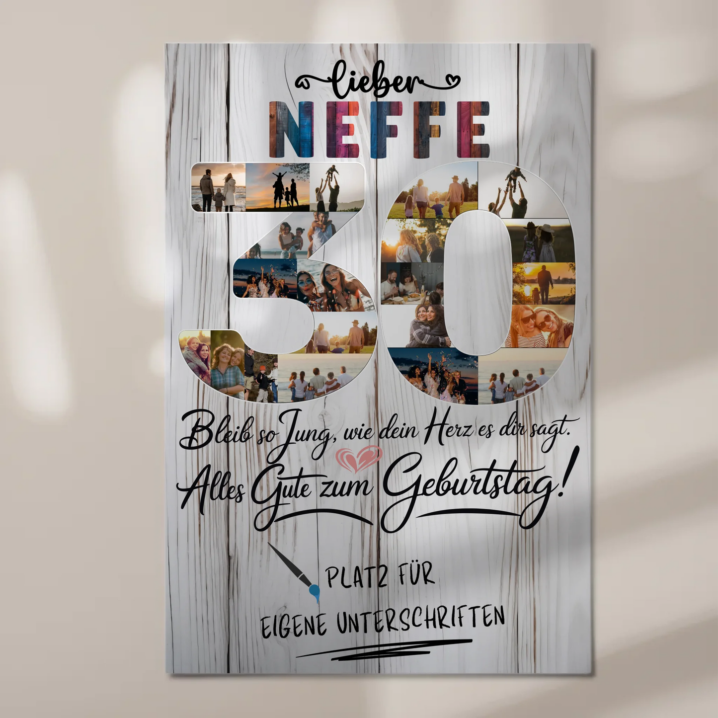 Magnet Wandbild mit Unterschriften Neffe 30 Geburtstag Fotos