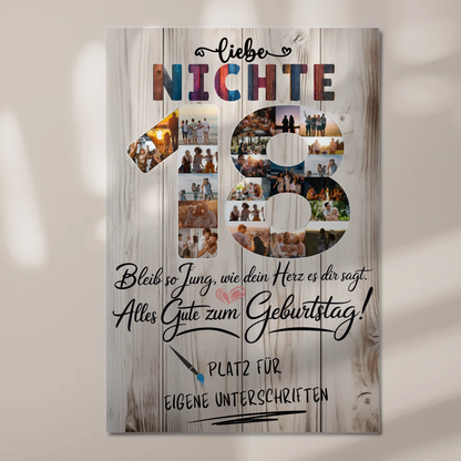 Magnetisches Fotoboard Poster mit Wunschtext zum 18. Geburtstag