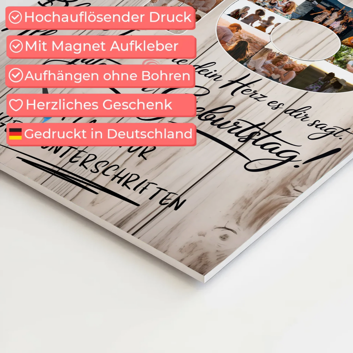 Magnetisches Fotoboard Poster mit Wunschtext zum 18. Geburtstag