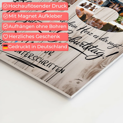 Magnetisches Fotoboard Poster mit Wunschtext zum 18. Geburtstag