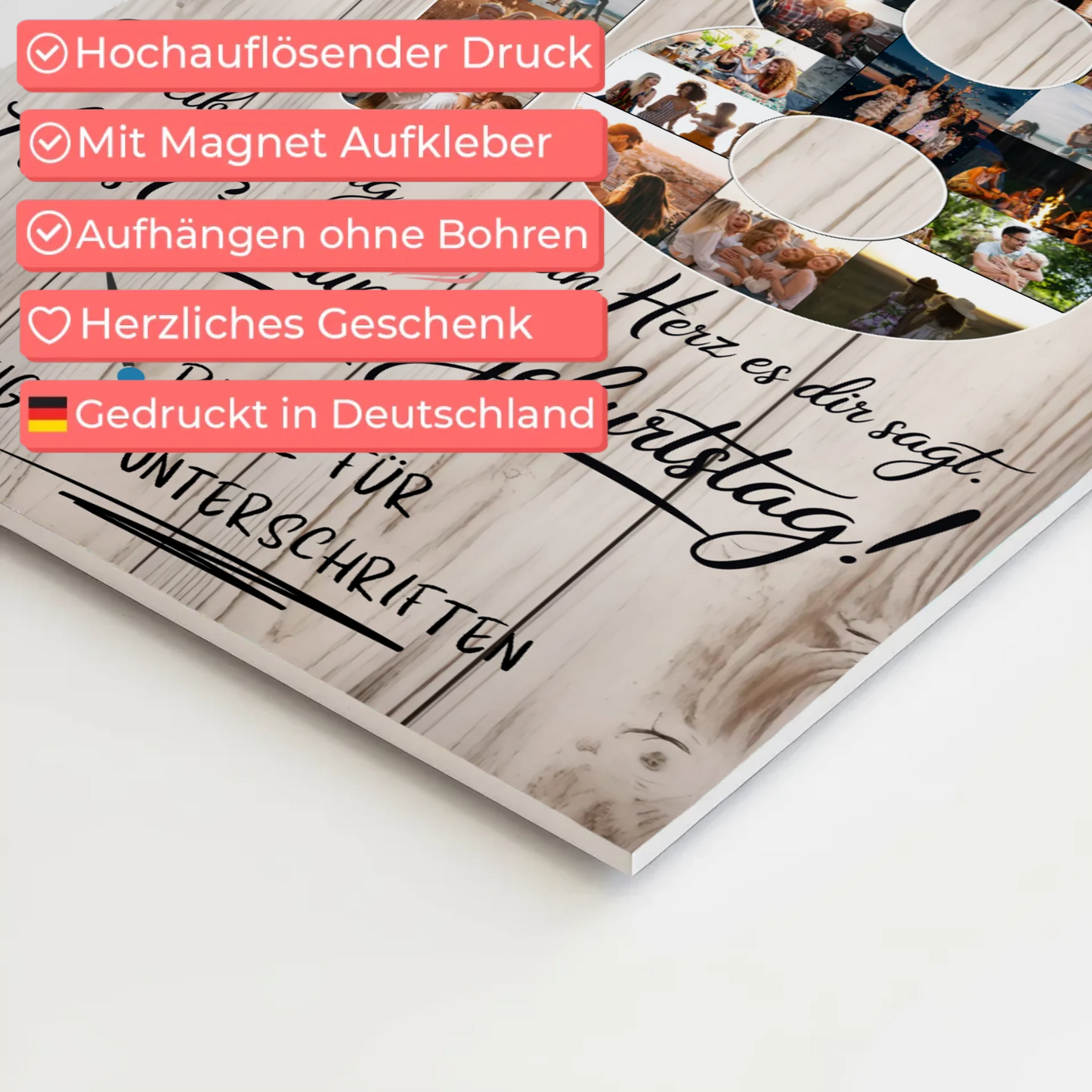 Magnetisches Fotoboard Poster mit Wunschtext zum 18. Geburtstag