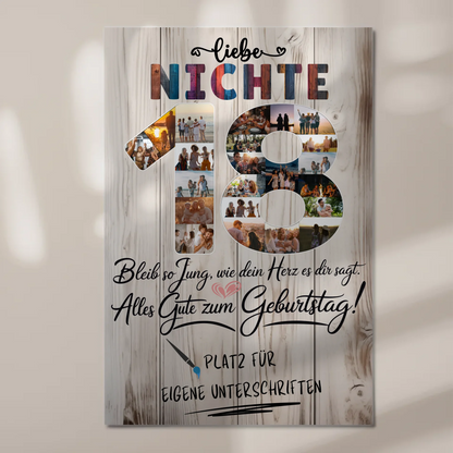 Magnetisches Fotoboard Poster mit Wunschtext zum 18. Geburtstag