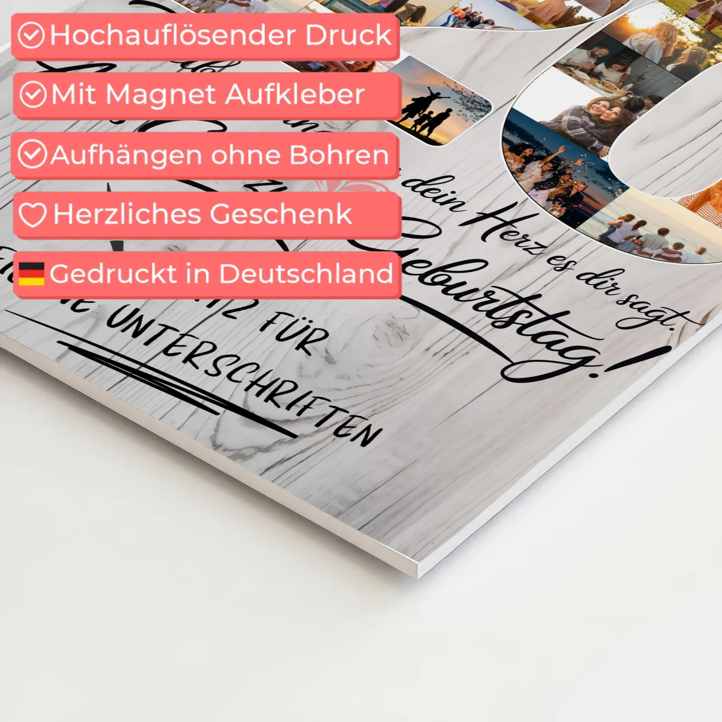 Fotoboard Magnet Poster mit Unterschriften Nichte 20 Geburtstag Fotos