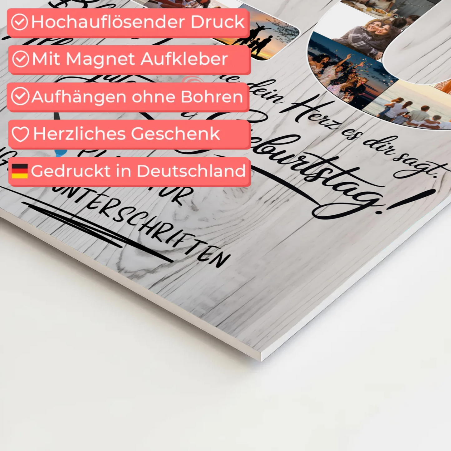 Fotoboard Magnet Poster mit Unterschriften Nichte 20 Geburtstag Fotos