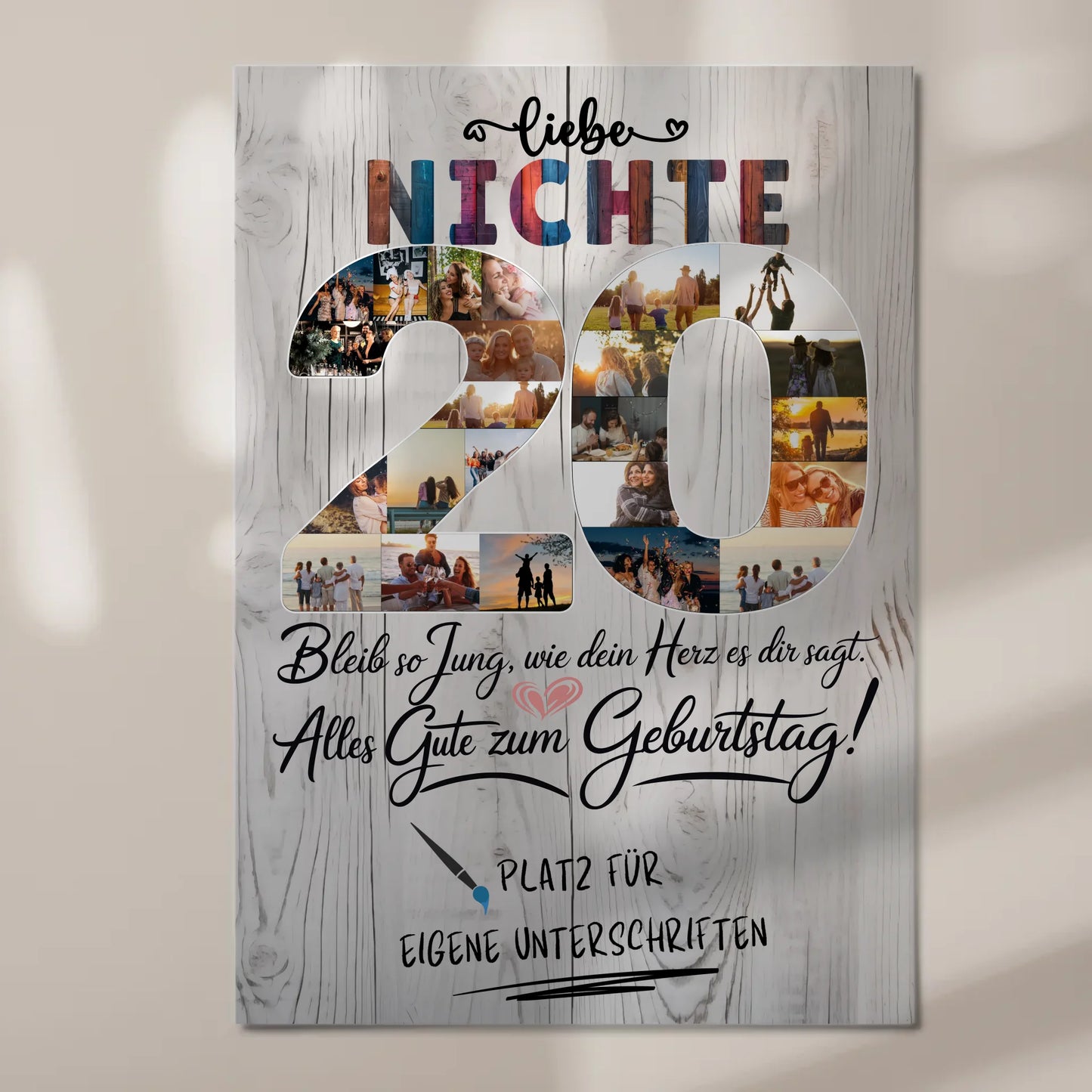 Fotoboard Magnet Poster mit Unterschriften Nichte 20 Geburtstag Fotos