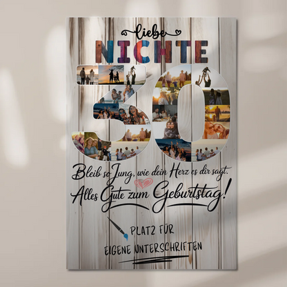 Fotoboard Poster magnetisch mit Wunschtext Nichte 30 Geburtstag