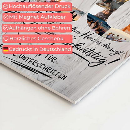 Fotoboard Magnet Poster mit Unterschriften Nichte 20 Geburtstag Fotos
