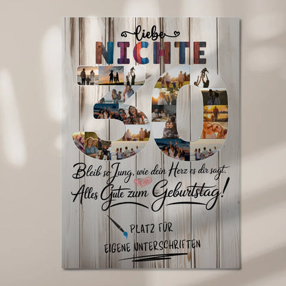 Fotoboard Poster magnetisch mit Wunschtext Nichte 30 Geburtstag