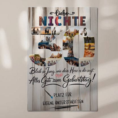 Fotoboard Poster magnetisch mit Wunschtext Nichte 30 Geburtstag
