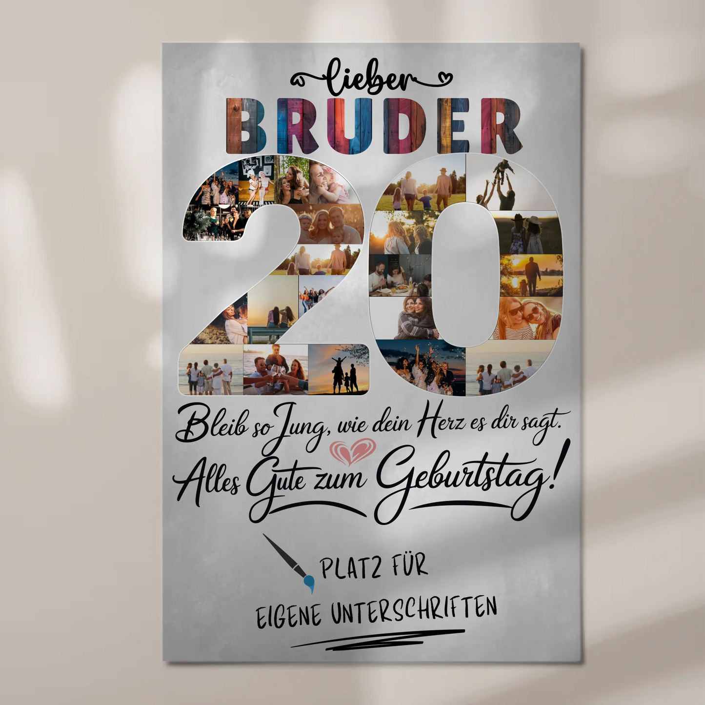 Magnet Poster mit Wunschtext Bruder 20 Geburtstag Fotos