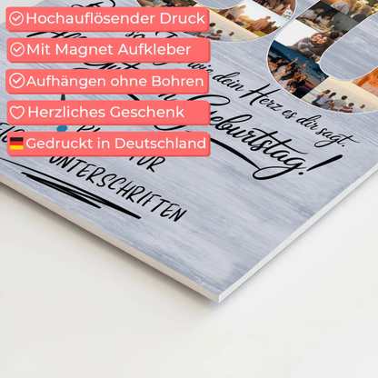 Magnet Wandbild mit Unterschriften Bruder 30 Geburtstag Fotos