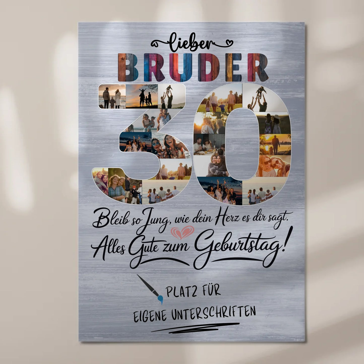 Magnet Wandbild mit Unterschriften Bruder 30 Geburtstag Fotos