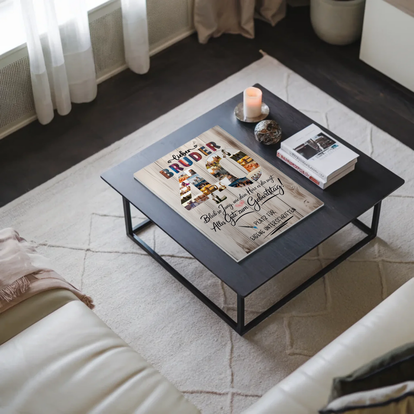 Magnetisches Fotoboard Poster mit Wunschtext Bruder 40 Geburtstag