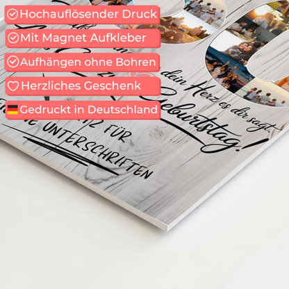 Fotoboard Magnet Poster mit Unterschriften Bruder 50 Geburtstag