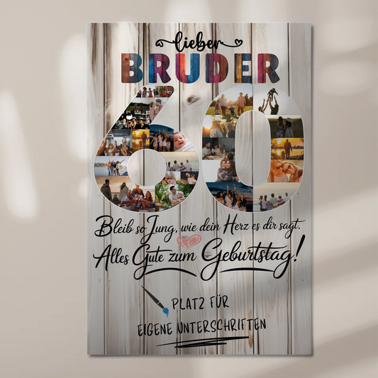 Fotoboard Poster magnetisch mit Wunschtext Bruder 60 Geburtstag Fotos