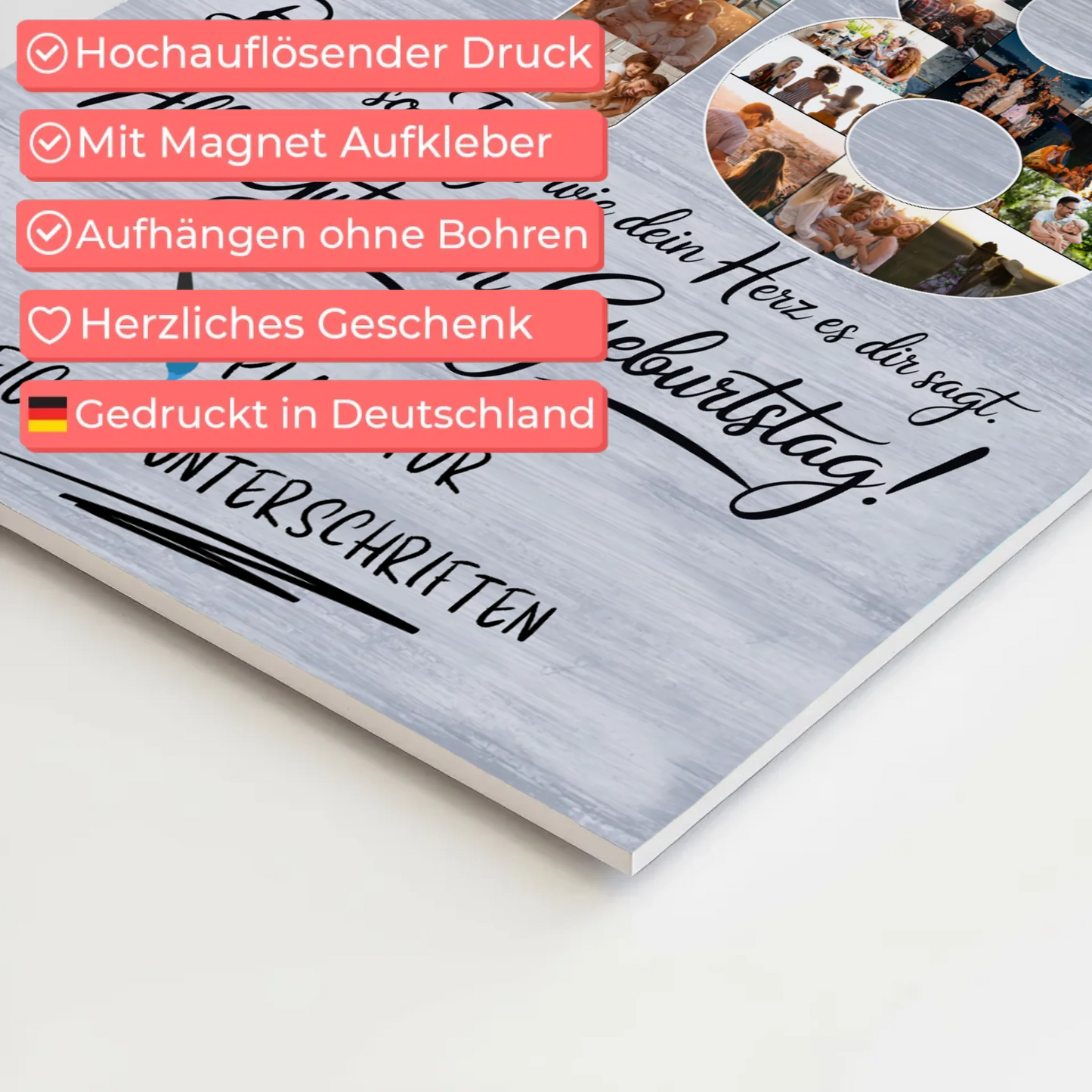 Magnetisches Fotoboard mit Unterschriften Beste Freundin 18 Geburtstag Fotos