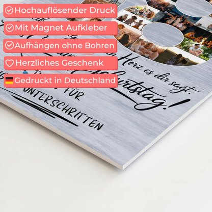 Magnetisches Fotoboard mit Unterschriften Beste Freundin 18 Geburtstag Fotos