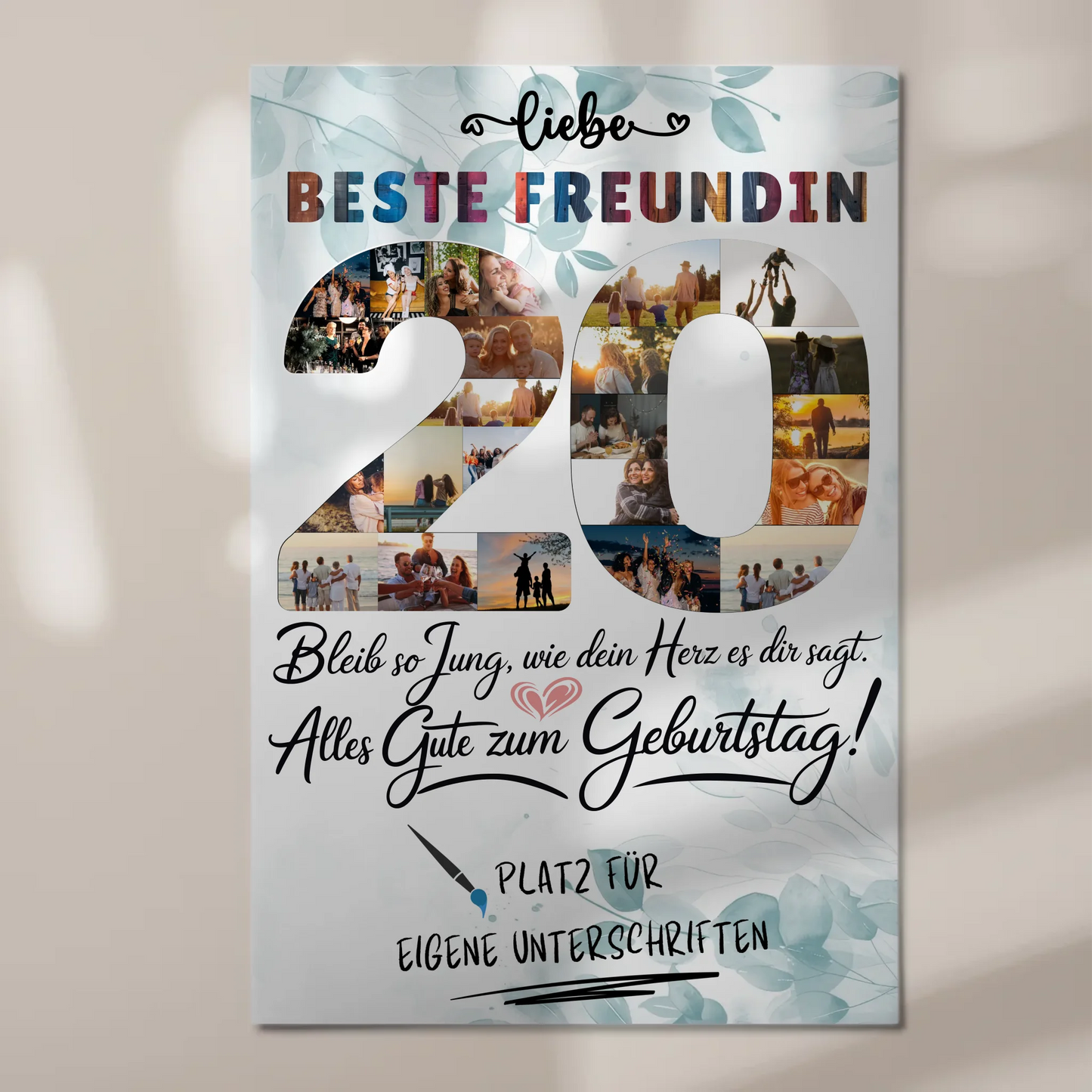 Magnet Poster mit Wunschtext Beste Freundin 20 Geburtstag