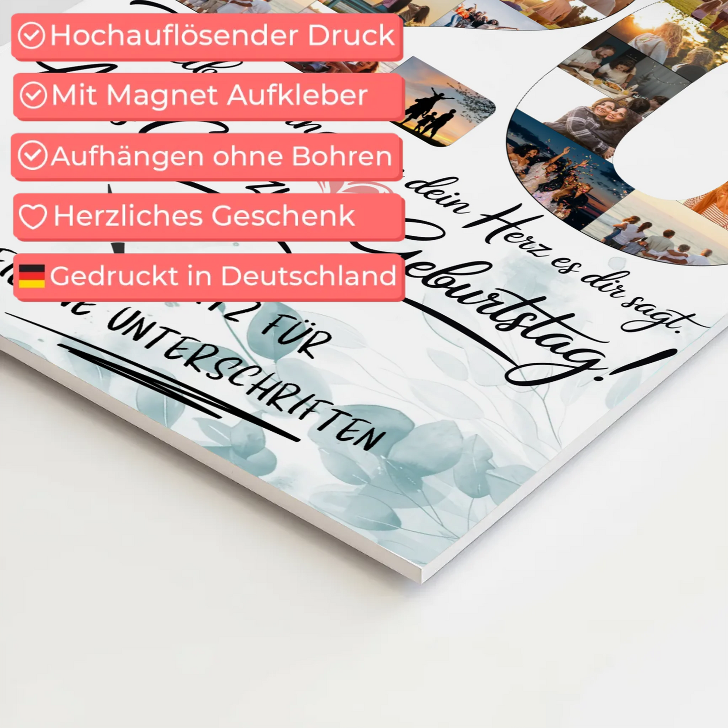 Magnet Poster mit Wunschtext Beste Freundin 20 Geburtstag