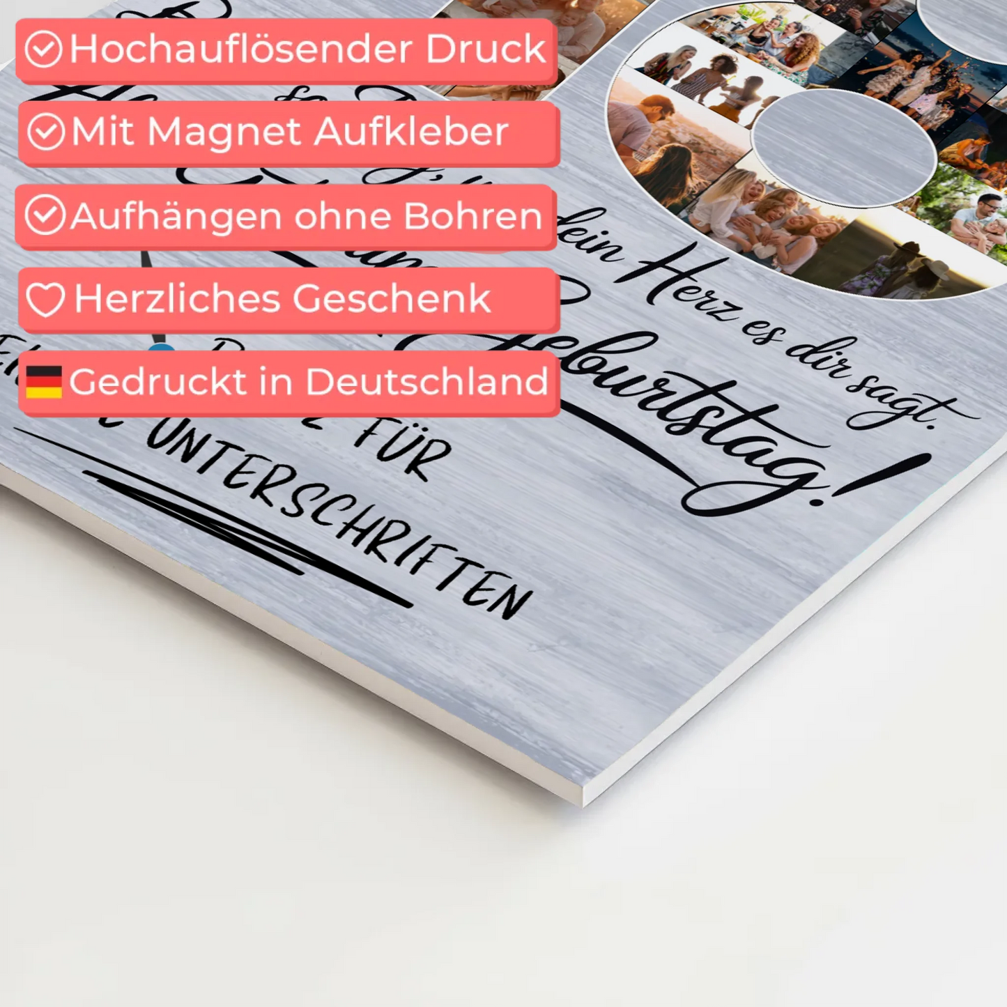 Magnetisches Fotoboard mit Unterschriften Beste Freundin 18 Geburtstag Fotos