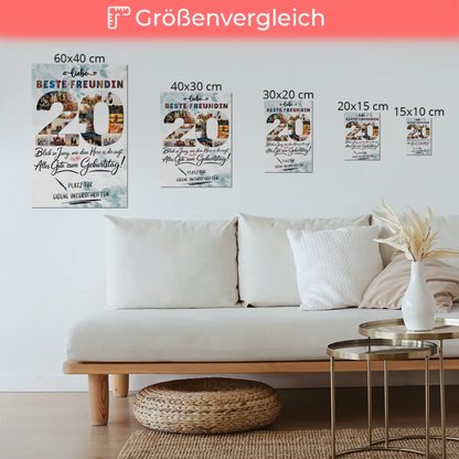 Magnet Poster mit Wunschtext Beste Freundin 20 Geburtstag