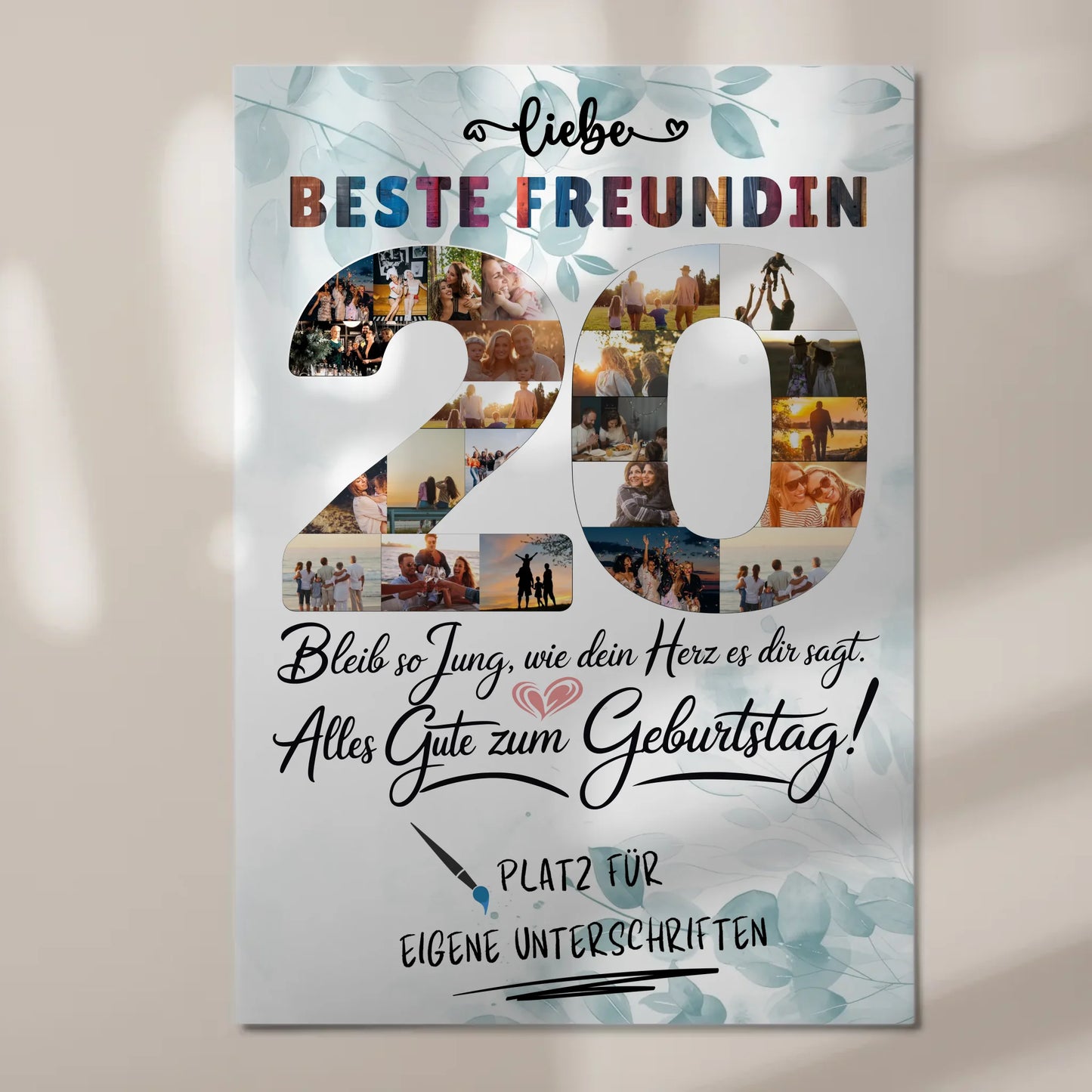 Magnet Poster mit Wunschtext Beste Freundin 20 Geburtstag