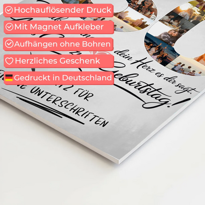 Magnet Wandbild mit Unterschriften Beste Freundin 30 Geburtstag Fotos