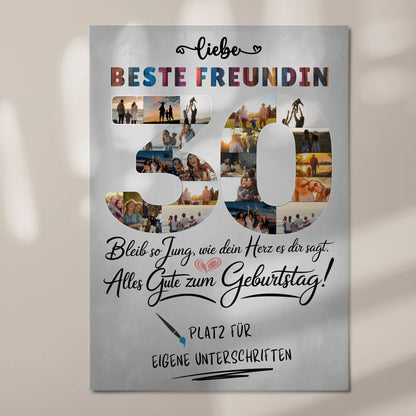 Magnet Wandbild mit Unterschriften Beste Freundin 30 Geburtstag Fotos
