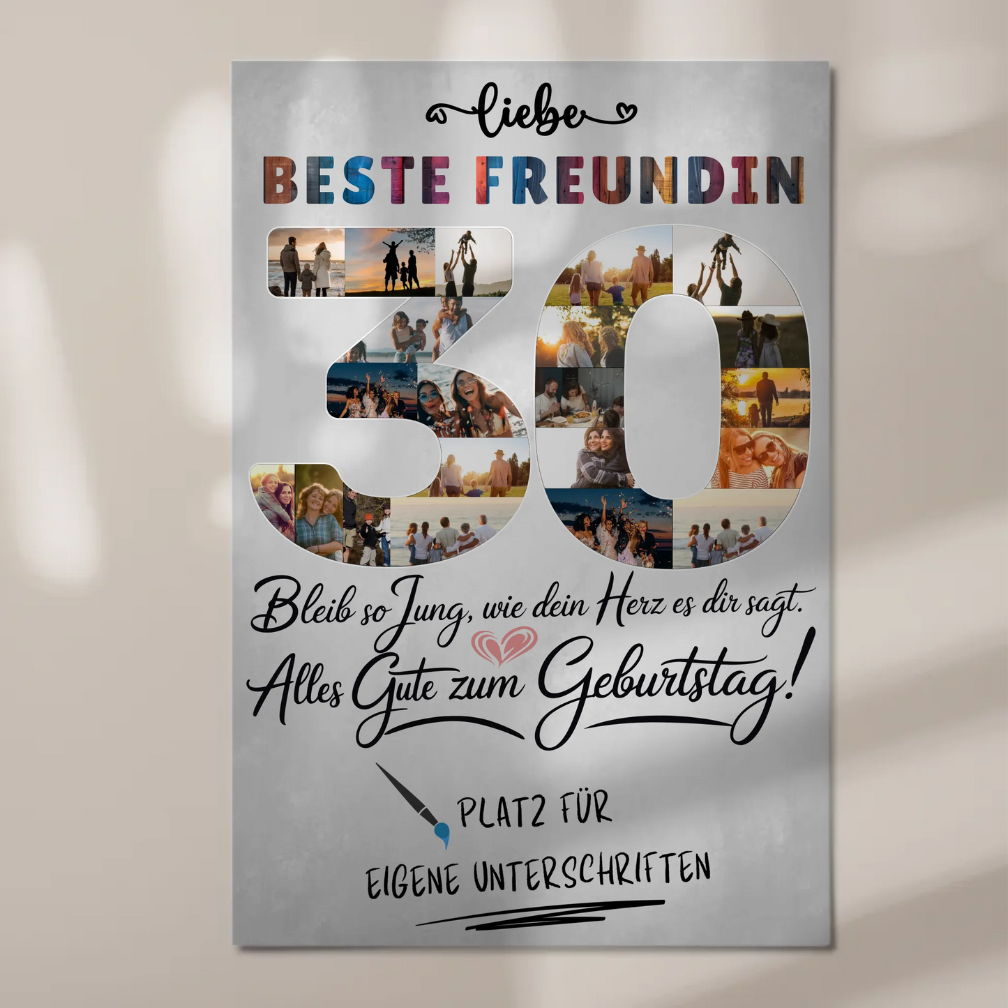 Magnet Wandbild mit Unterschriften Beste Freundin 30 Geburtstag Fotos