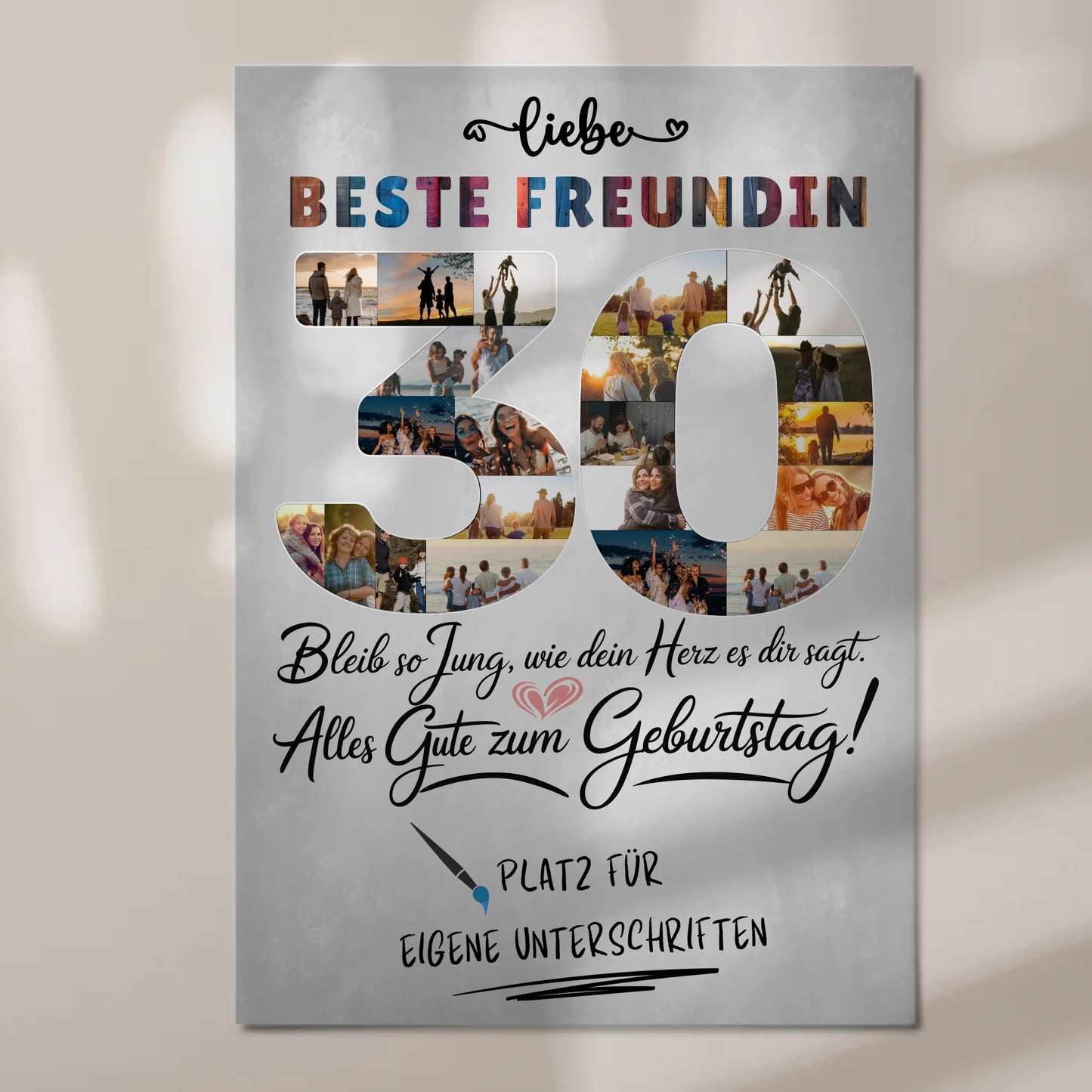 Magnet Wandbild mit Unterschriften Beste Freundin 30 Geburtstag Fotos