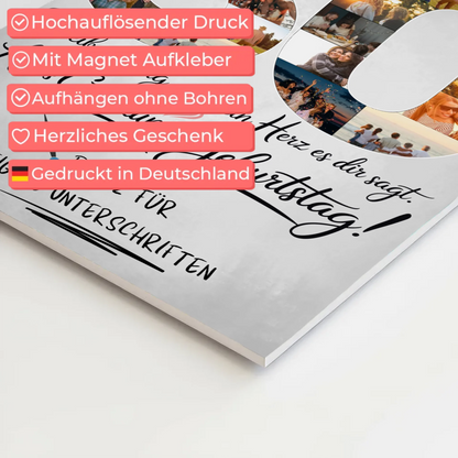 Magnet Wandbild mit Unterschriften Beste Freundin 30 Geburtstag Fotos